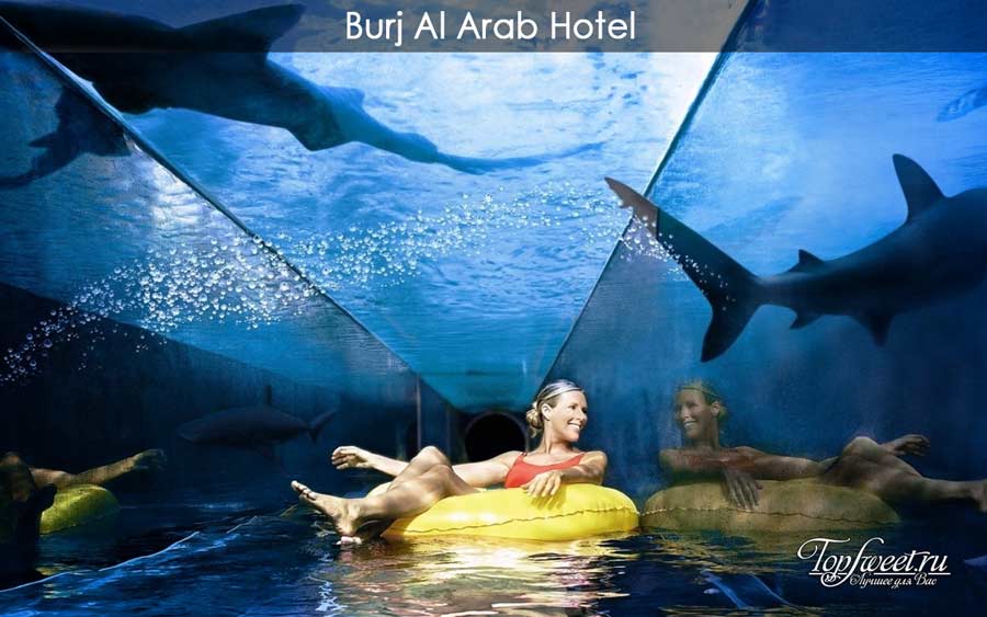Аквапарк и океанариум хорошо соседствуют внутри отеля Burj Al Arab